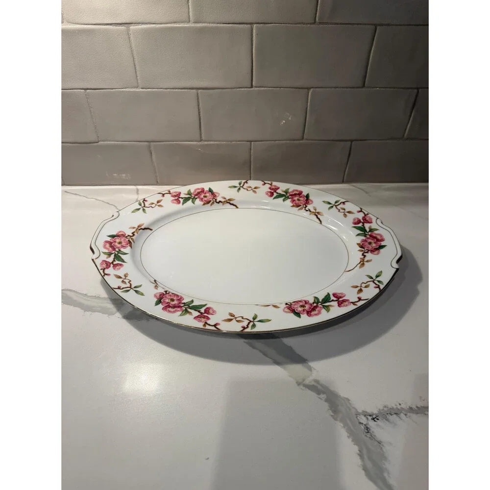 Vintage Narumi Blossomtime Oval Serving Platter 14.5” Cherry Blossom